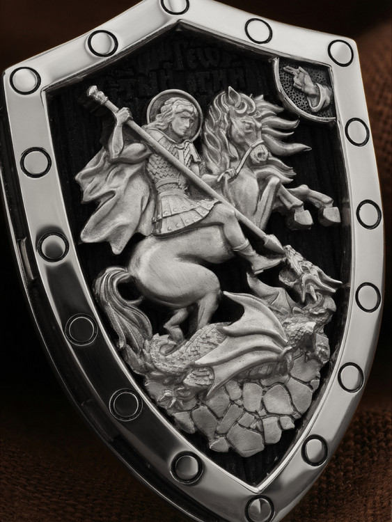 Образок из белого золота c эбеновым деревом