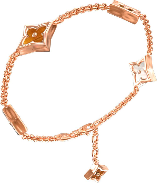 Браслет из золота c тигровым глазом и перламутром