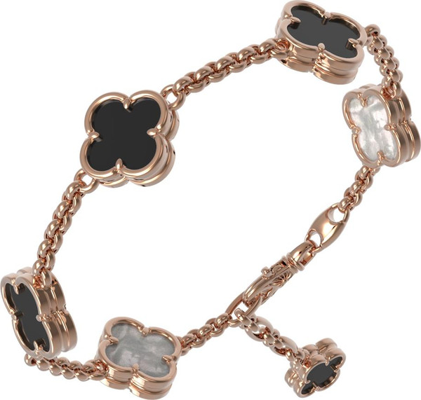 Браслет из золота c ониксом и перламутром