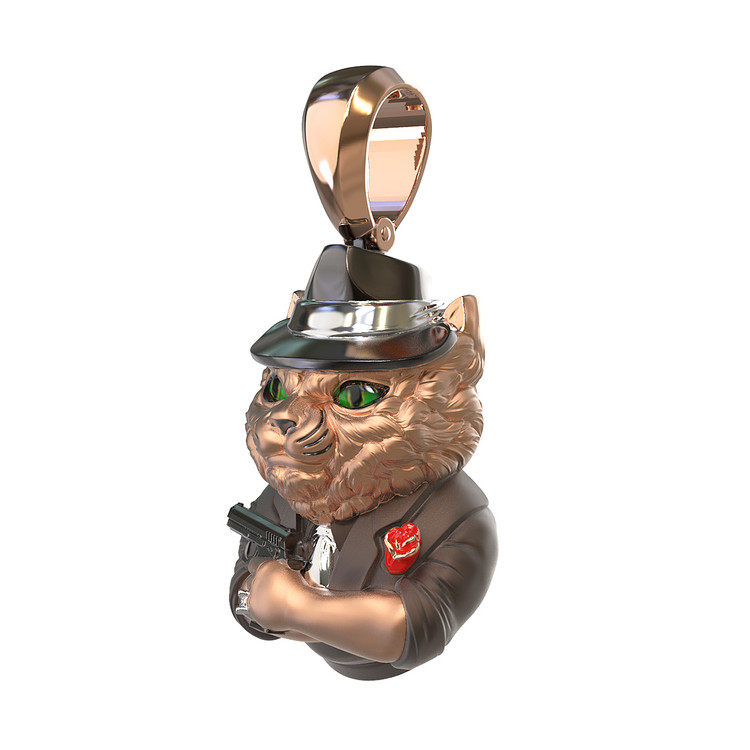 Подвеска из золота c эмаль , бриллиантами и рубином