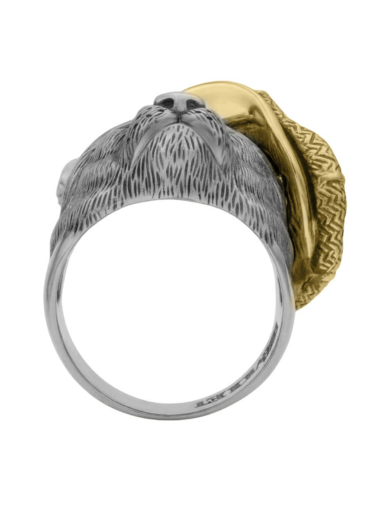 Кольцо из белого золота c эмаль