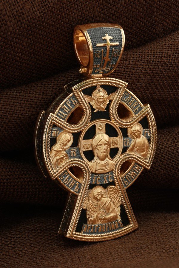 Крест из золота c эбеновым деревом