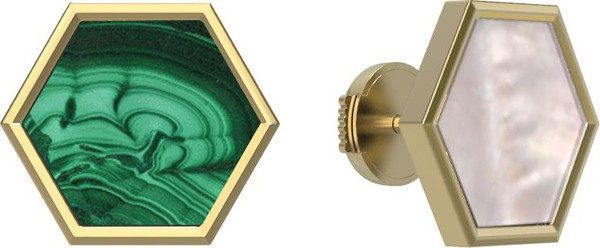 Серьги из лимонного золота c малахитом и перламутром