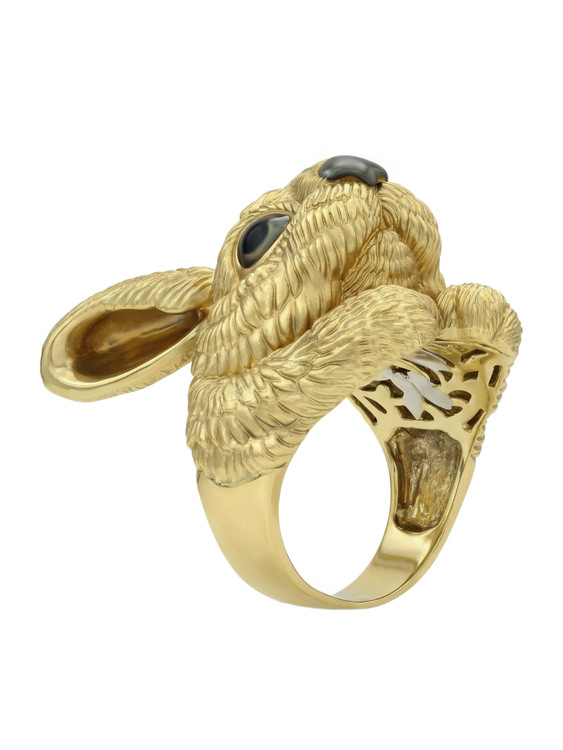 Кольцо из лимонного золота c эмаль