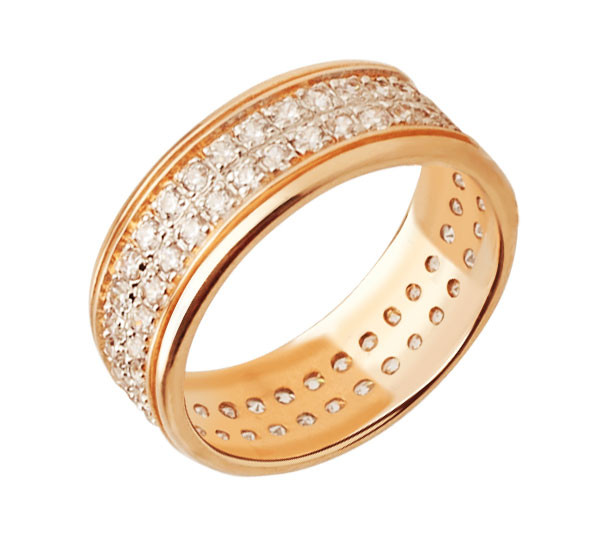 Кольцо из лимонного золота c фианитом