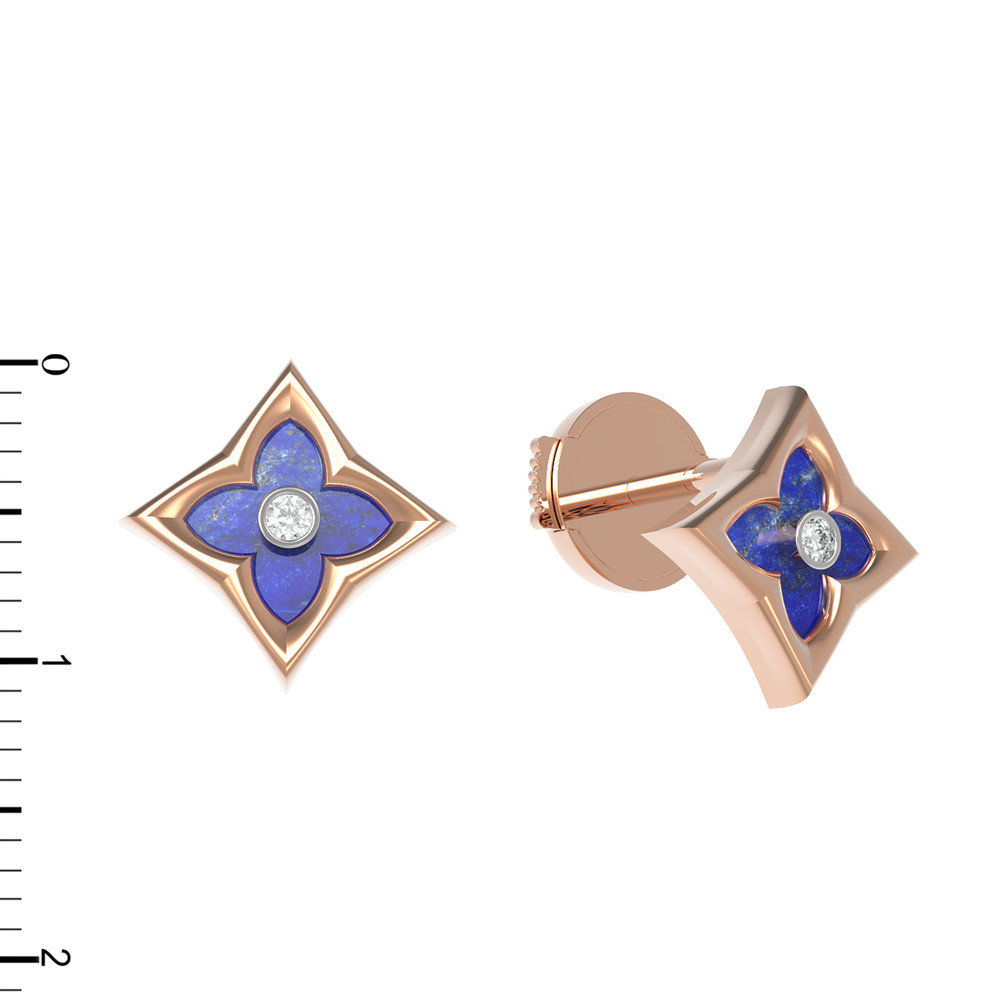 Серьги из золота c бриллиантами и лазуритом