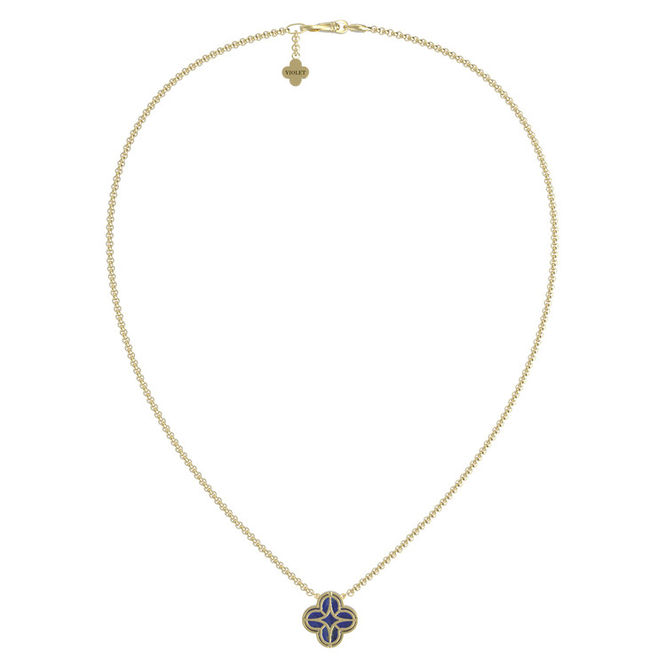 Колье из лимонного золота c бриллиантами и лазуритом