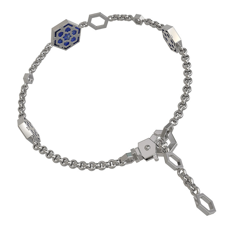 Браслет из белого золота c бриллиантами, лазуритом и перламутром