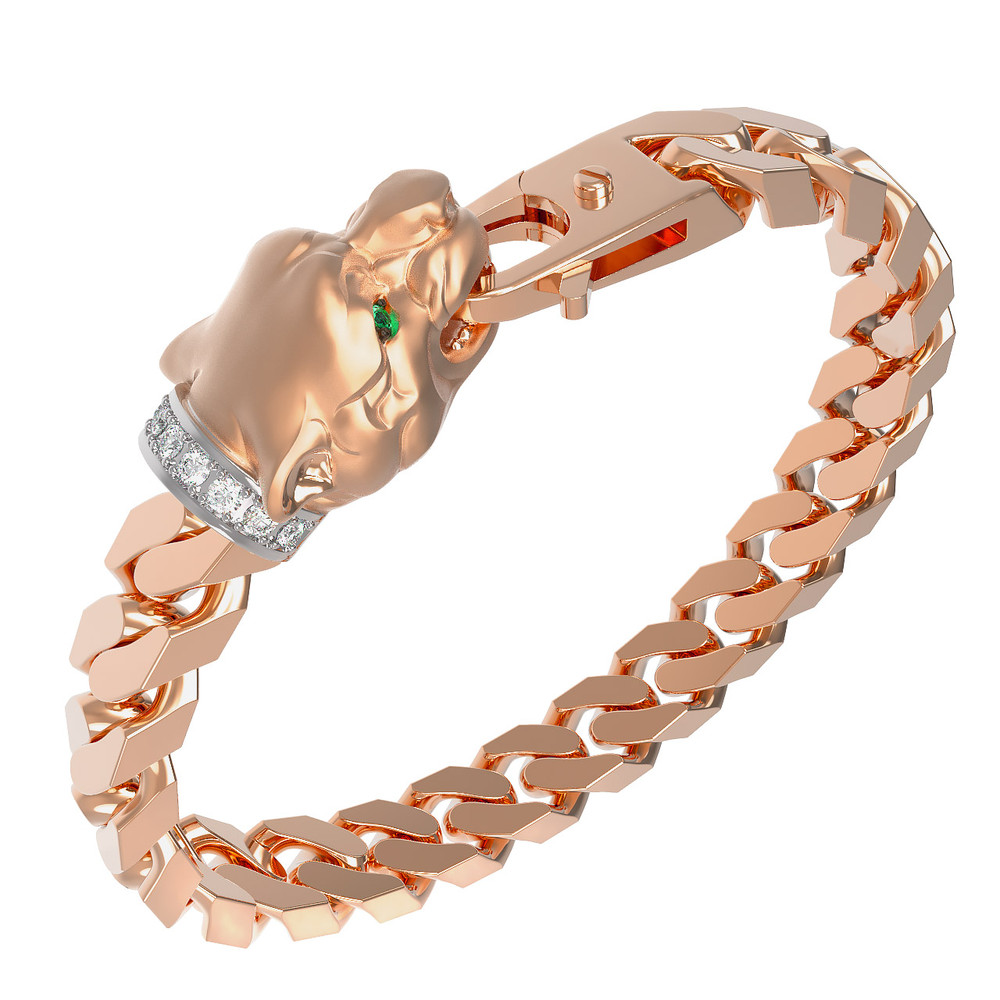 Браслет из золота c бриллиантами и изумрудом