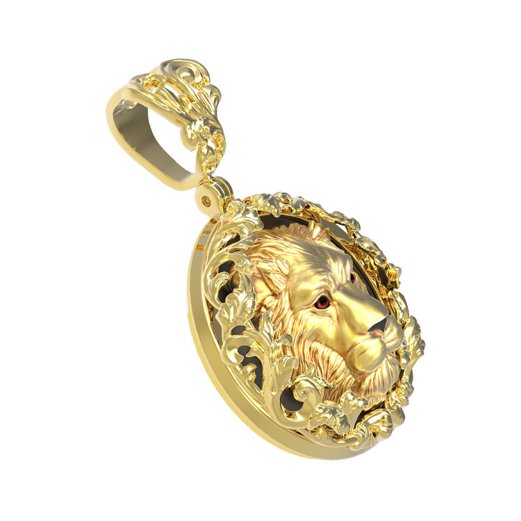 Подвеска из лимонного золота c эмаль и ониксом