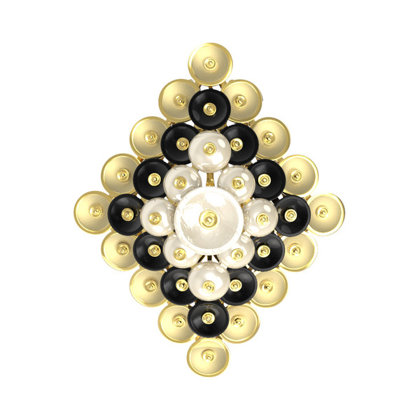 Подвеска из лимонного золота c ониксом и перламутром