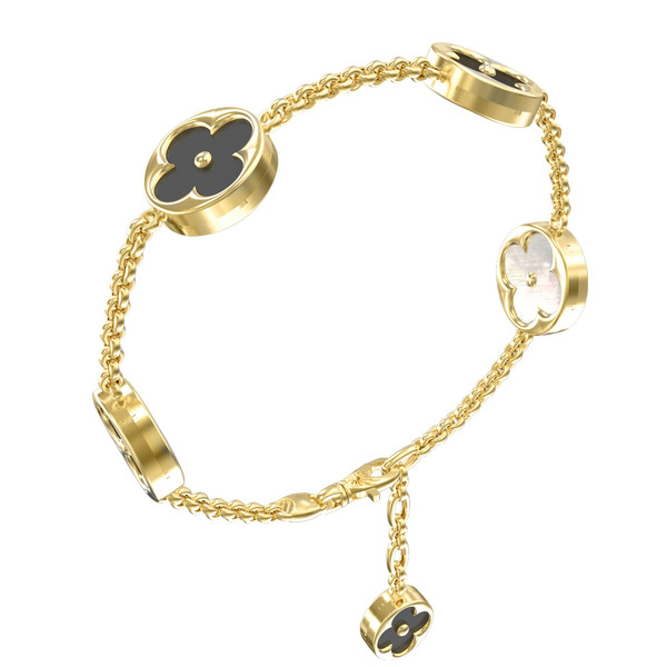 Браслет из лимонного золота c ониксом и перламутром