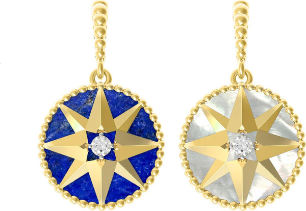 Подвеска из лимонного золота c фианитом, лазуритом и перламутром