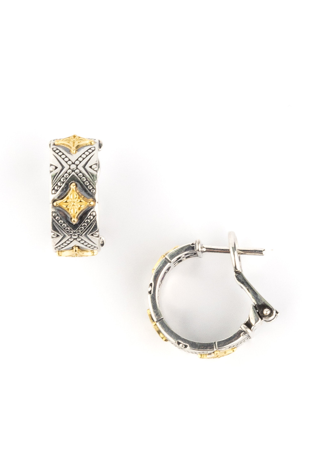 Серьги из серебра и золота c рубином