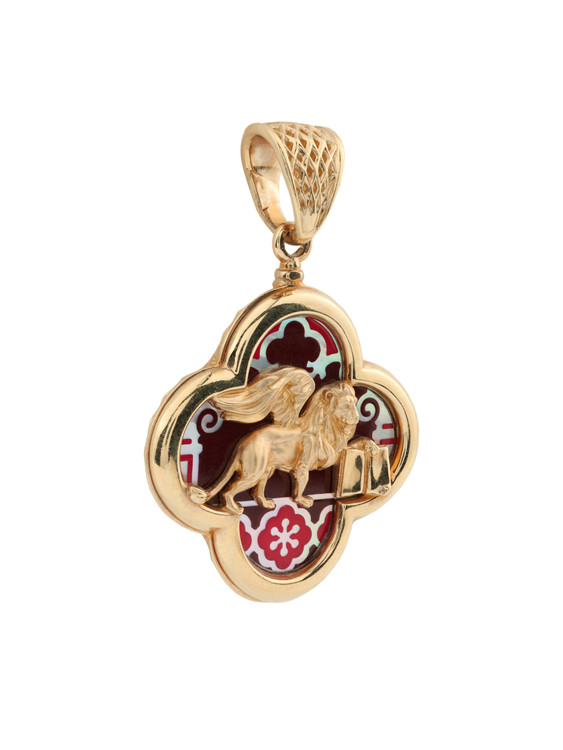 Подвеска из золота c эмаль и перламутром