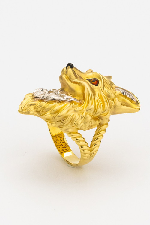 Кольцо из лимонного золота c эмаль