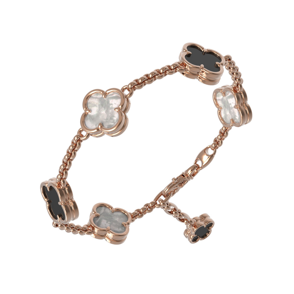 Браслет из золота c ониксом и перламутром