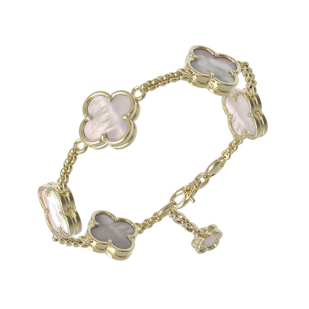 Браслет из лимонного золота c перламутром