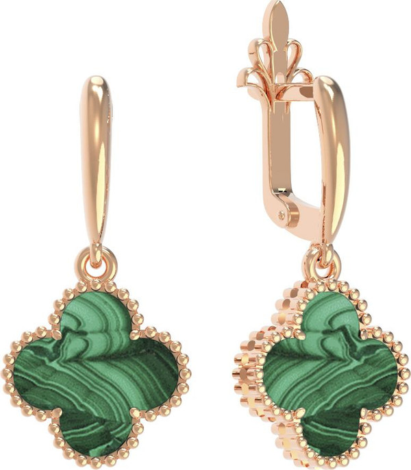 Серьги из золота c малахитом