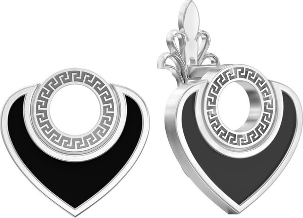 Серьги из белого золота c ониксом