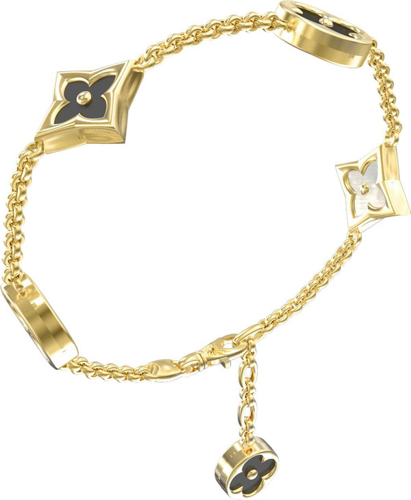 Браслет из лимонного золота c ониксом и перламутром