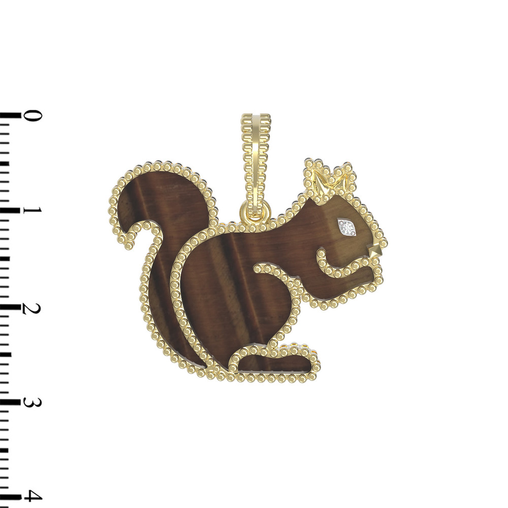 Подвеска из лимонного золота c бриллиантами и тигровым глазом