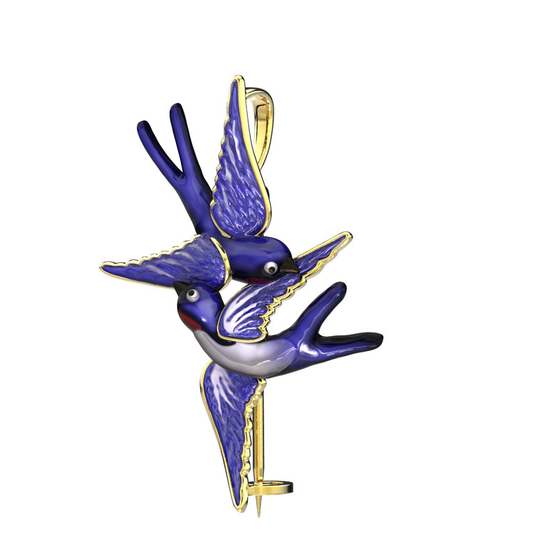 Брошь из лимонного золота c эмаль