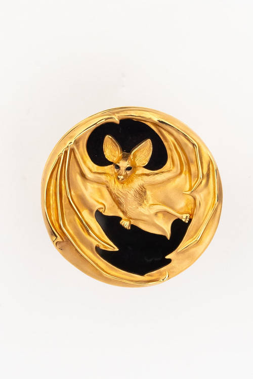 Кольцо из золота c эмаль и ониксом