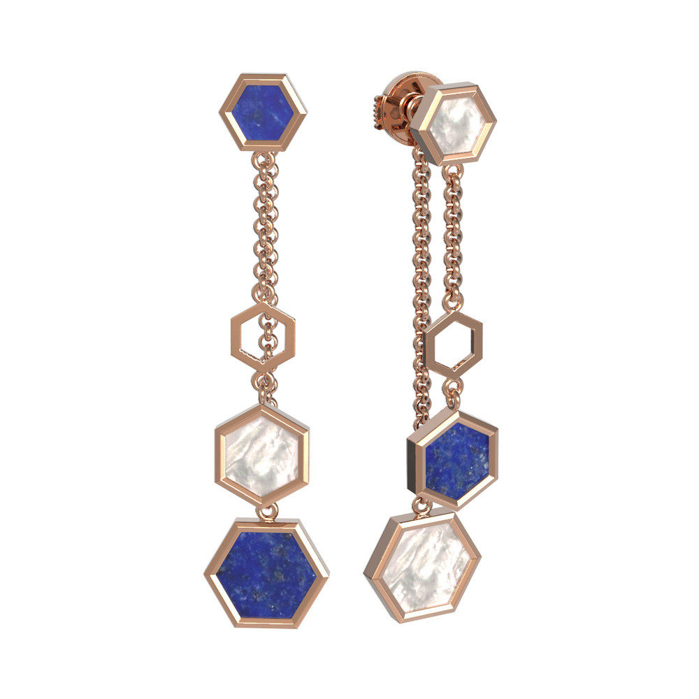 Серьги из золота c лазуритом и перламутром