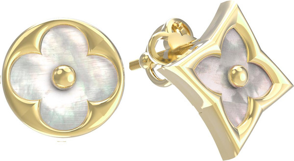 Серьги из лимонного золота c перламутром