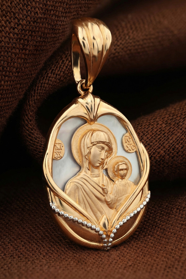 Образок из золота c перламутром