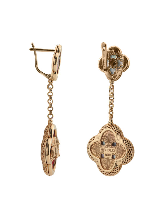 Серьги из золота c эмаль и перламутром