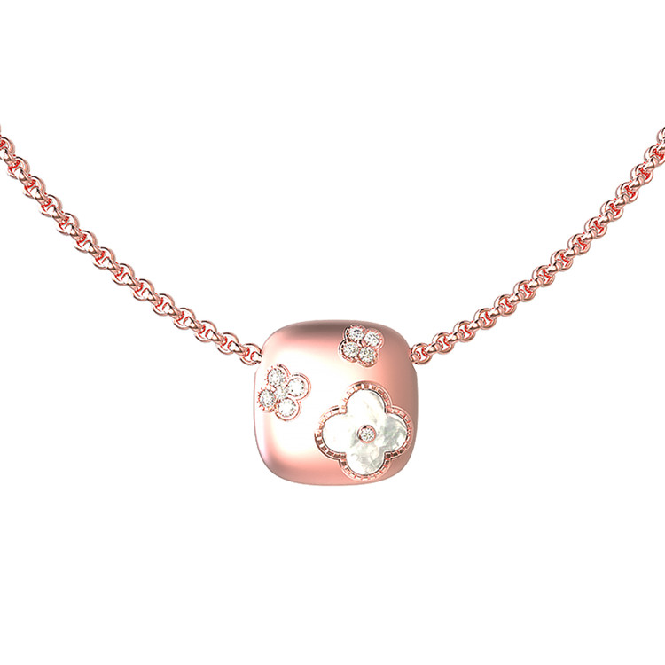 Колье из розового золота c бриллиантами и перламутром