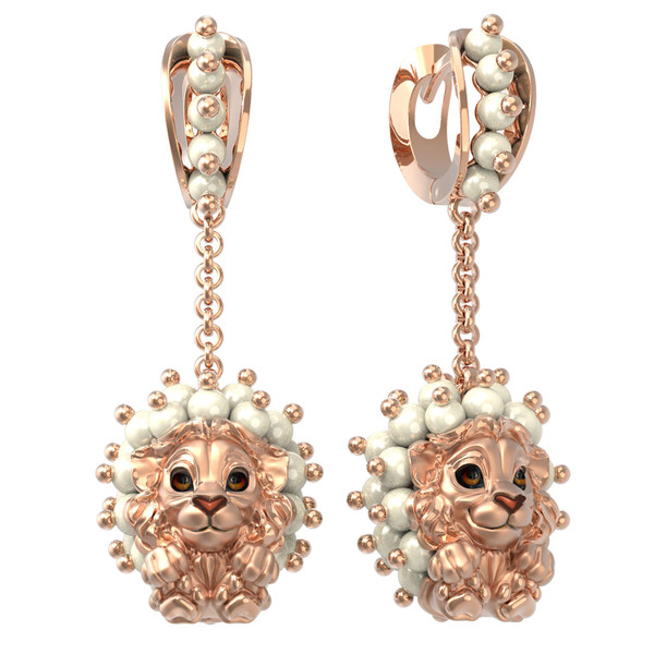 Серьги из золота c эмаль и жемчугом