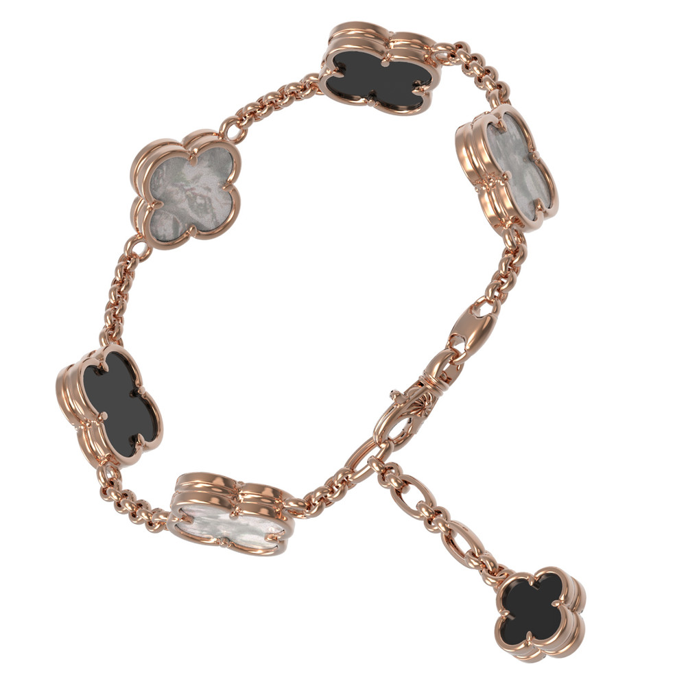 Браслет из золота c ониксом и перламутром