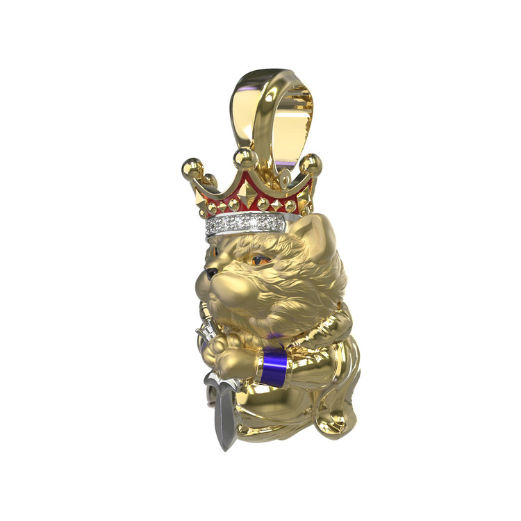 Подвеска из лимонного золота c эмаль , бриллиантами и рубином