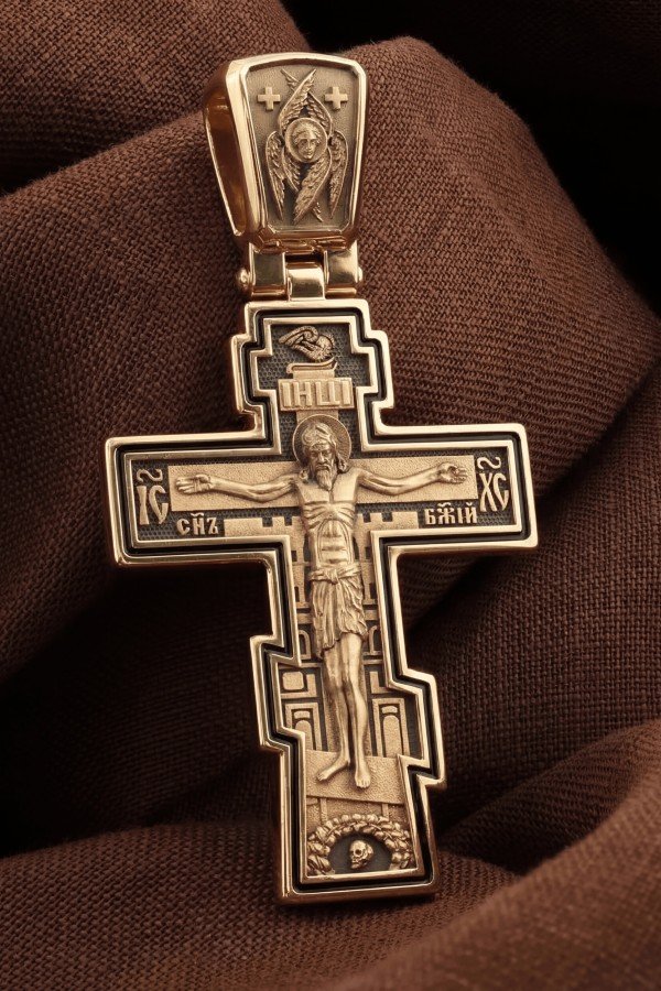 Крест из золота c эмаль