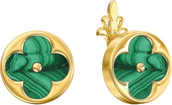 Серьги из лимонного золота c малахитом