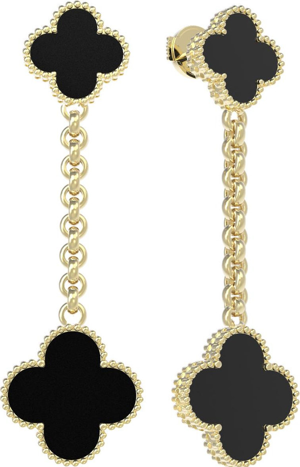 Серьги из лимонного золота c ониксом