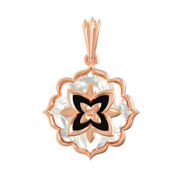 Подвеска из золота c ониксом и перламутром