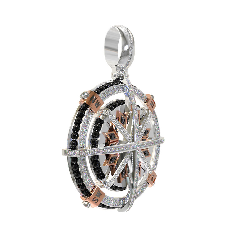Подвеска из белого золота c эмаль , бриллиантами и ониксом