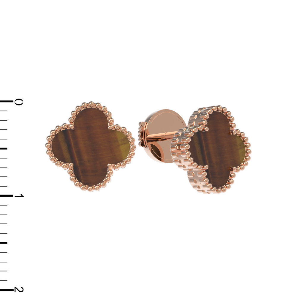 Серьги из золота c тигровым глазом