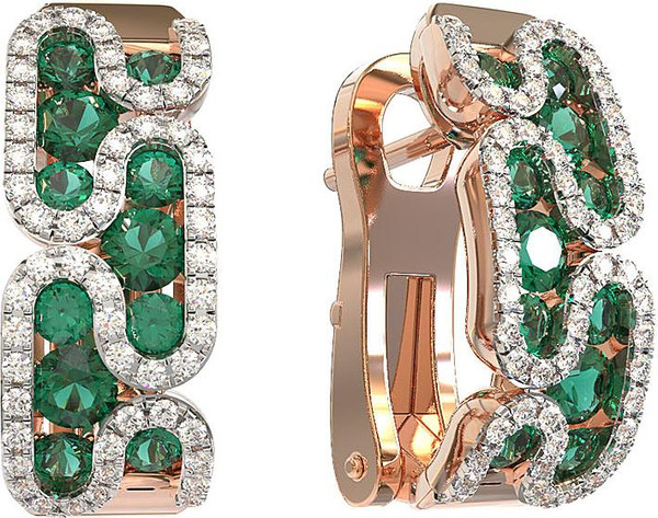 Серьги из золота c бриллиантами и изумрудом