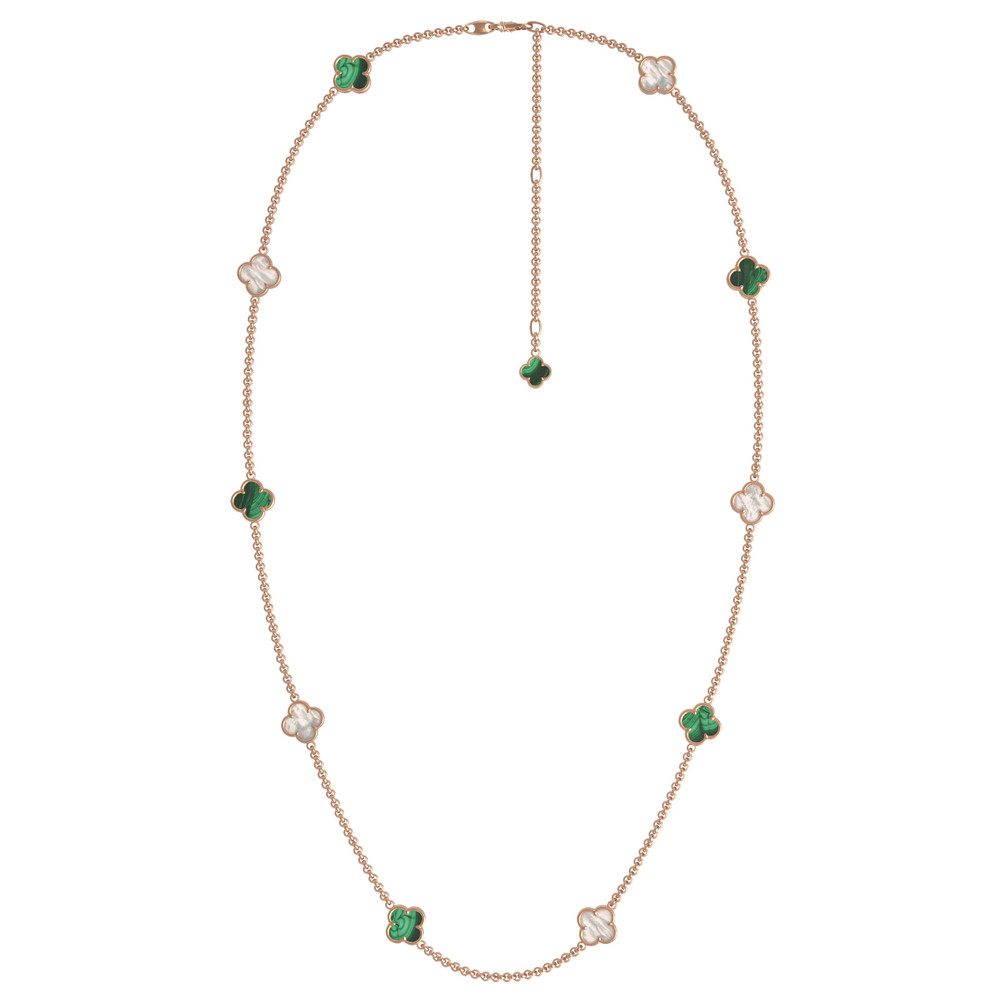 Колье из золота c малахитом и перламутром