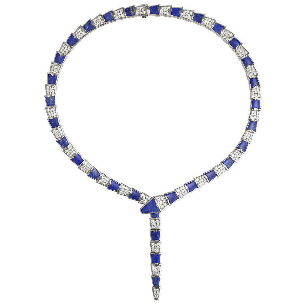 Колье из белого золота c бриллиантами и лазуритом