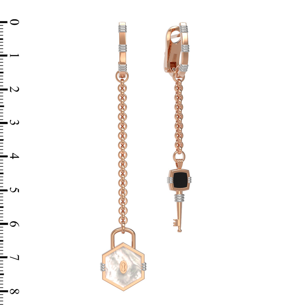 Серьги из золота c ониксом и перламутром