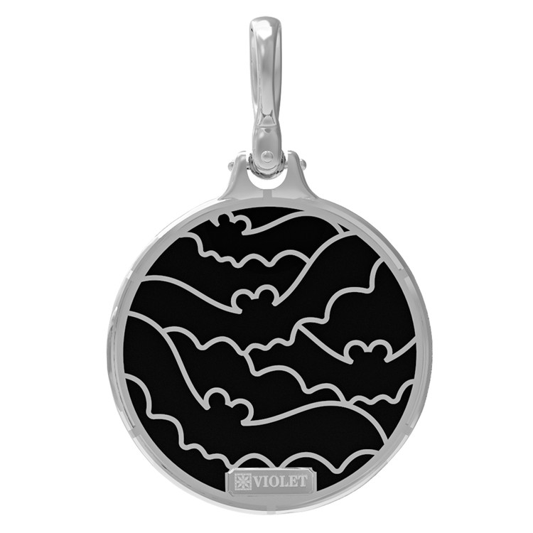 Подвеска из белого золота c эмаль и ониксом