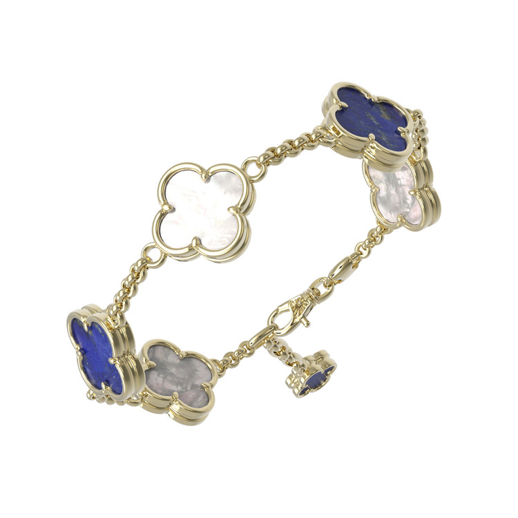 Браслет из лимонного золота c лазуритом и перламутром