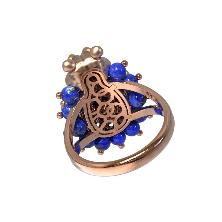 Кольцо из золота c эмалью и лазуритом