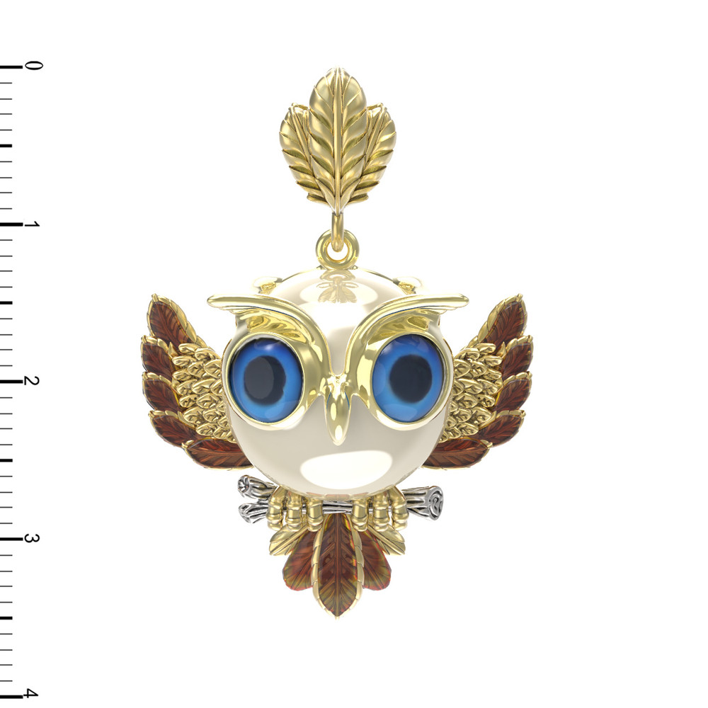 Подвеска из лимонного золота c эмаль и жемчугом